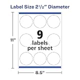 Avery Printable Round Labels with Sure Feed, 2.5" Diameter, Glossy White, 90 Customizable Labels (22830) – view 8