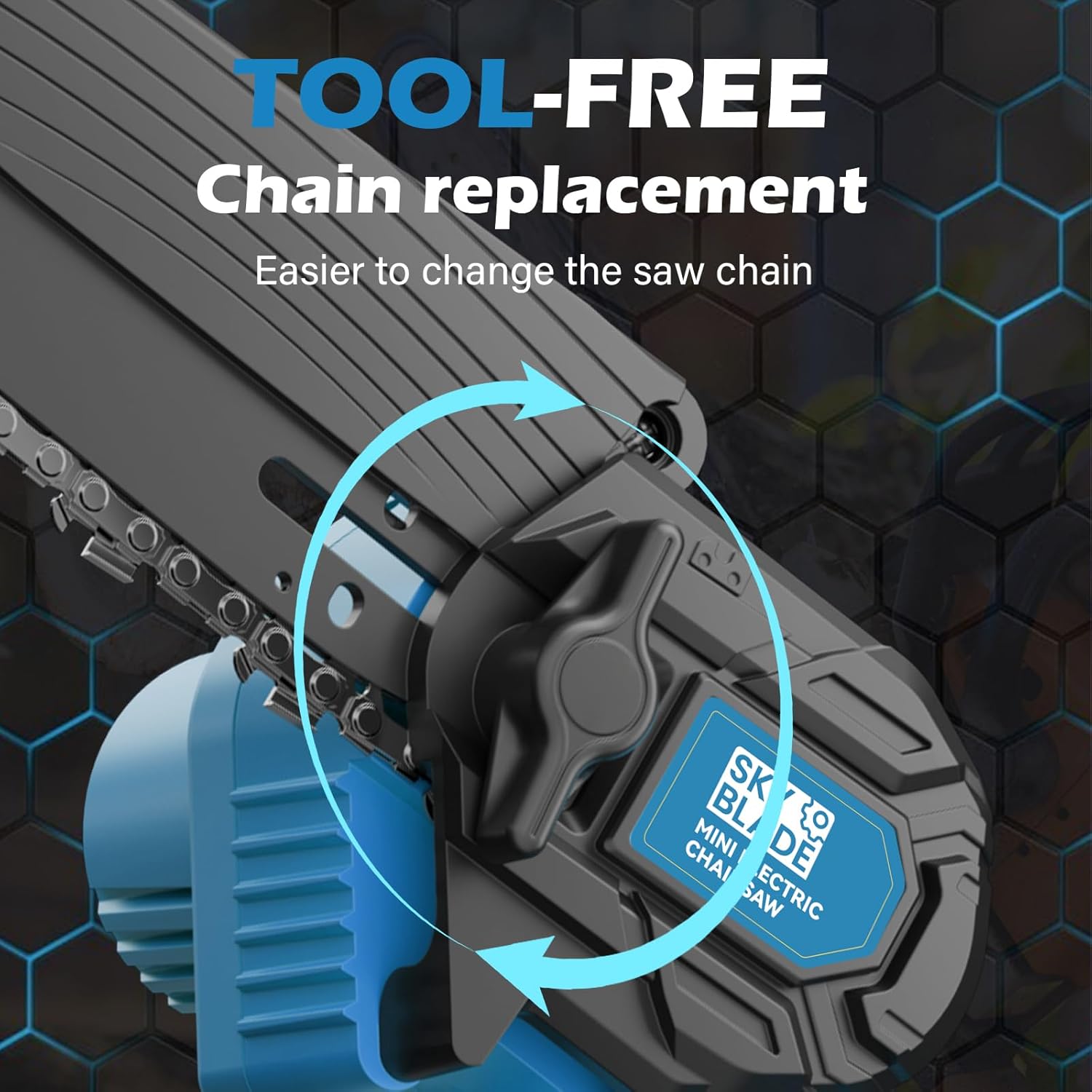 6 Inch Mini Chainsaw Cordless, Portable Electric Chainsaw, for Wood Cutting, Tree Trimming, Courtyard, Household, and Garden Blue