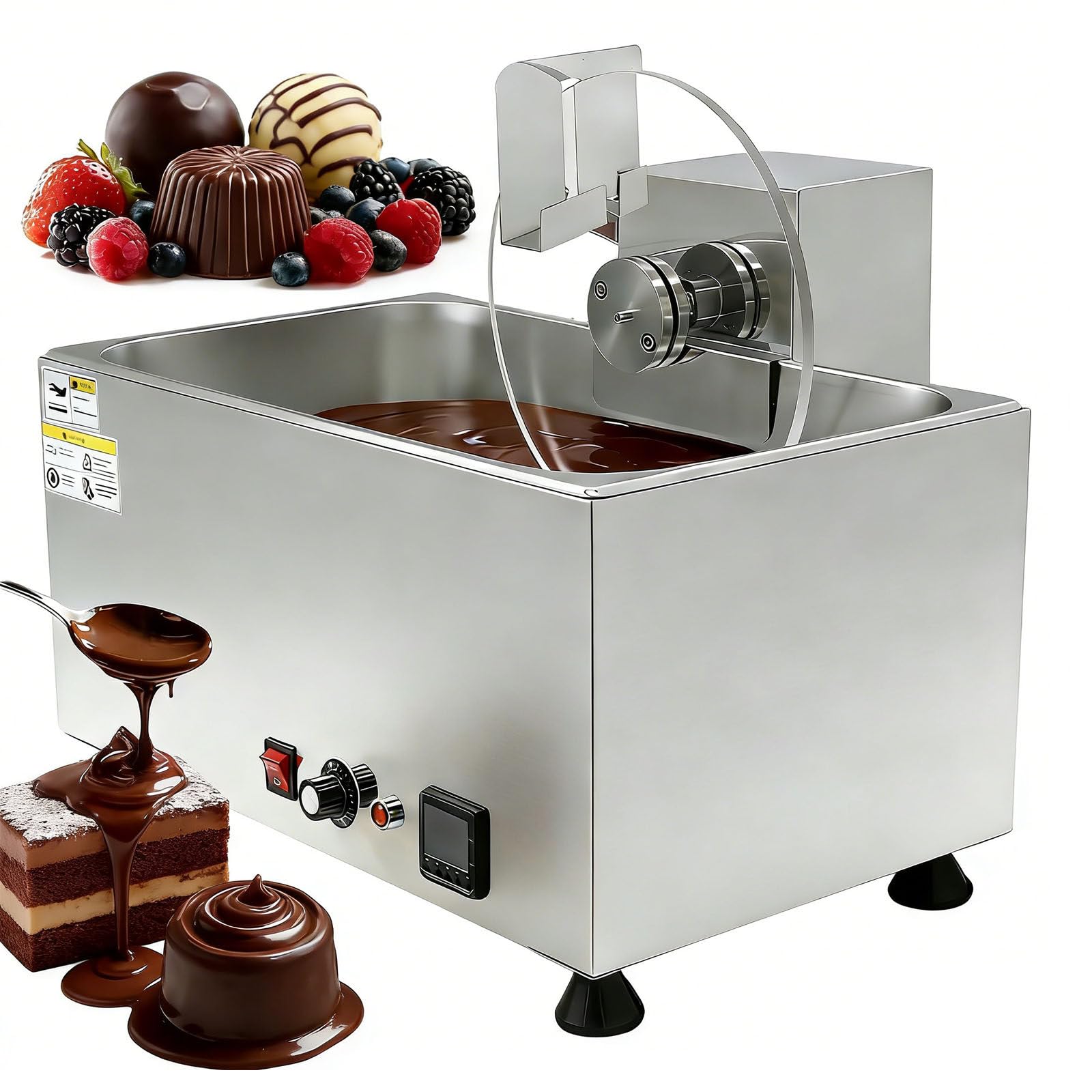 YXYLJOZ 14L Commercial Chocolate Tempering Machine - Digital Control, 600W Heating, Food Grade Stainless Steel for Glossy Chocolate Bars, Truffles & Bonbons - Ideals for Pastry Chefs