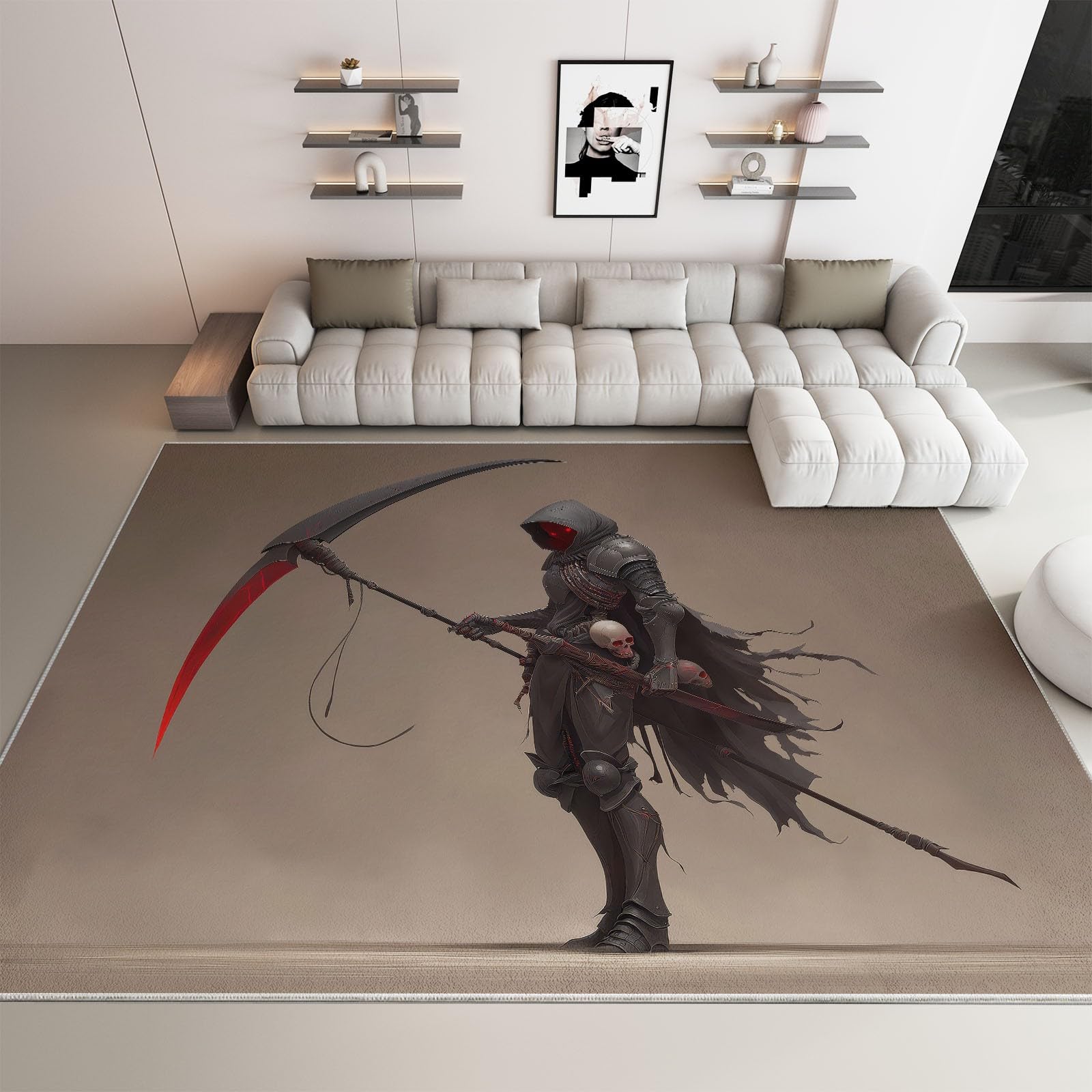 Tapis salon lavable faucheuse 160x230 cm contre les glissades et les taches
