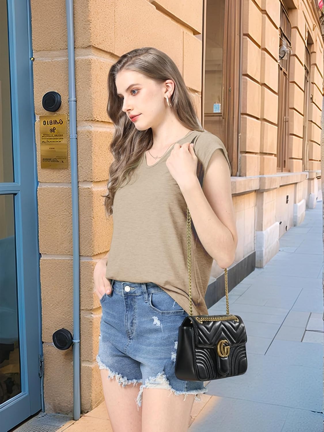 Womens Summer Tee Tops 2026 Cap Sleeve Trendy Tank Top V Neck T Shirts Casual Basic Boho Loose Fit Spring Fashion Shirt - Image 2