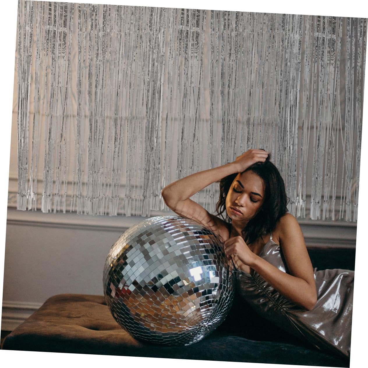 FELTECHELECTR 4pcs Tinsel Streamer Backdrop Curtain Foil Fringe Decoration for Birthday Parties Weddings Festivals and Photo Booths Pet Material for Eye-catching Displays