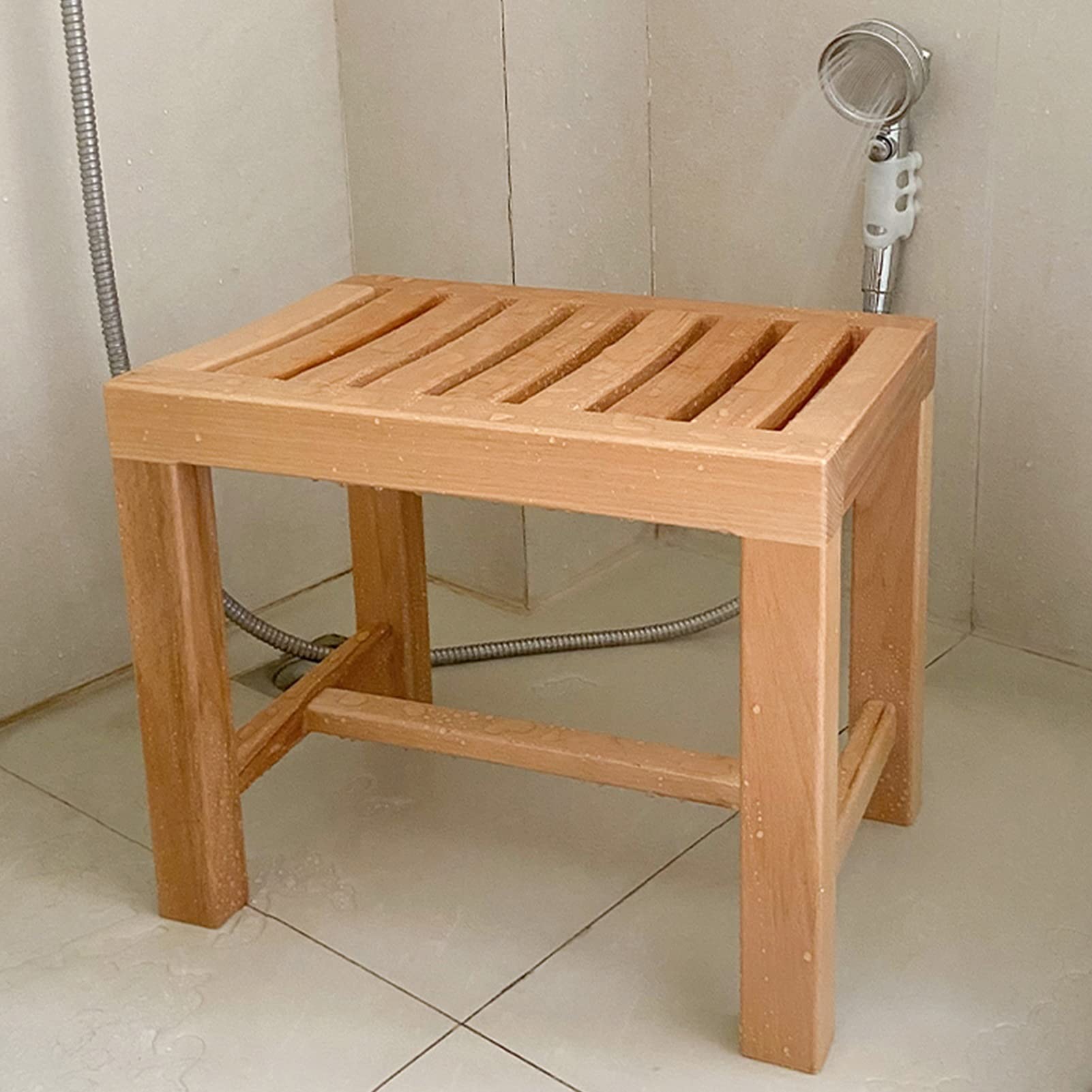 Tabouret salle de bains bois de qualité spa haut de gamme