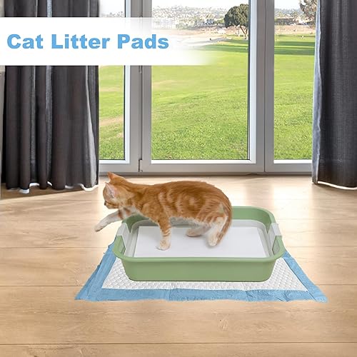 Miniatura 7 de HEOIZI 50 almohadillas desechables de arena para gatos de 17.7 x 13 pulgadas, para cajas de arena para gatos, ayuno absorbente, 6 capas a prueba de