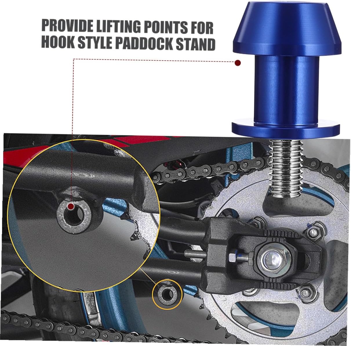ORFOFE 4pcs 8mm Blue Cnc Motorcycle Swingarm Screw Stand Bobbins Replacement Motorbike Swing Arm Spools Sliders for Rear Stand Protection