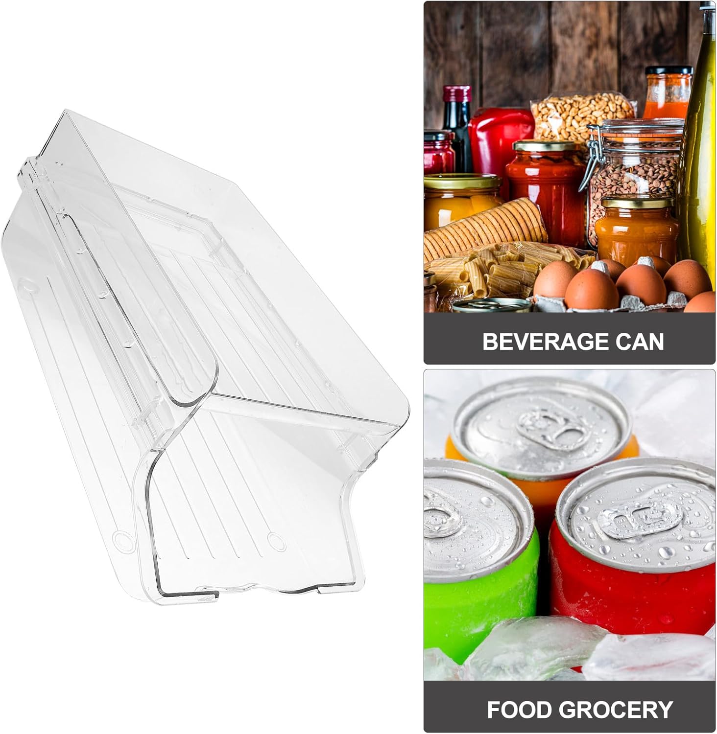 Healifty Beverage Can Organizer and Drink Dispenser Large Rolling Soda Holder Household Fridge Storage Rack for Kitchen and Freezer