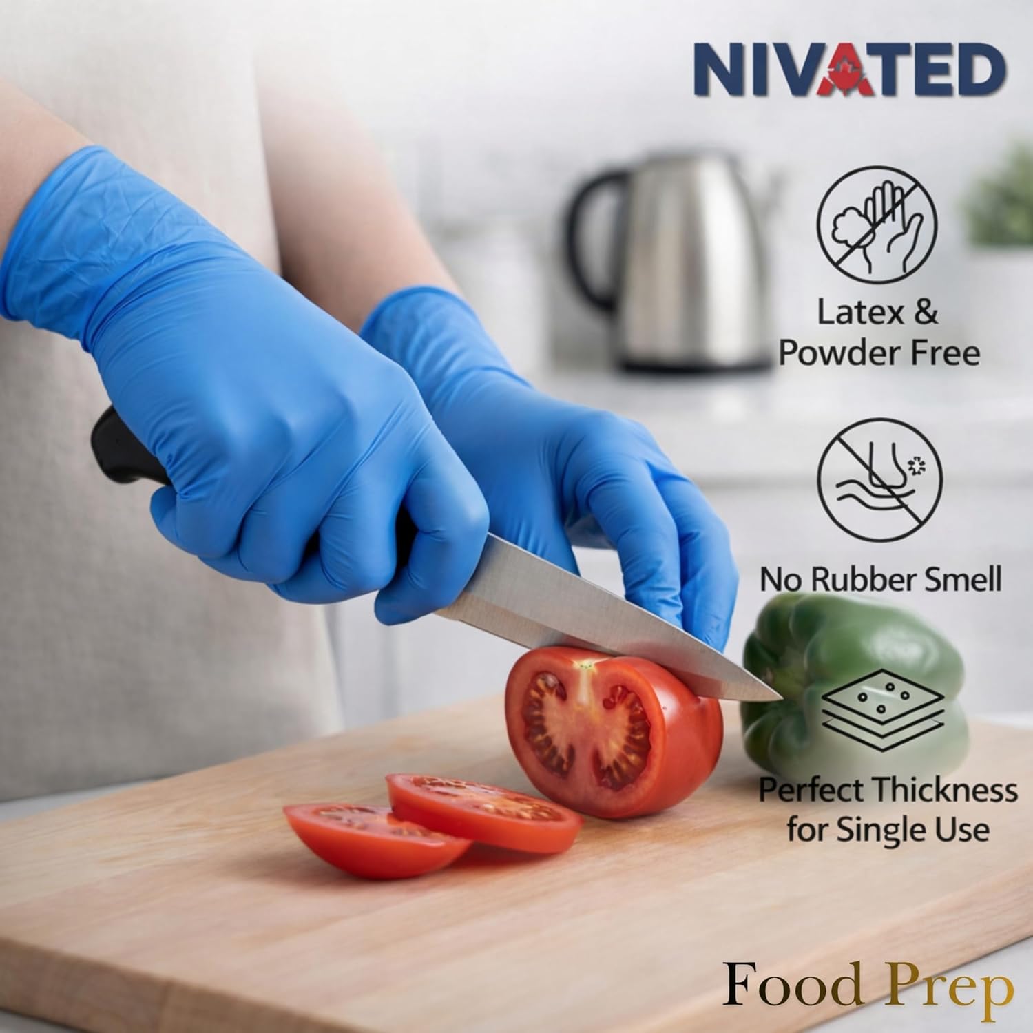 100PCS Nitrile Gloves Medium, Disposable Gloves, Blue, Latex Free & Powder Free, Cooking and Cleaning Gloves Gants Jetables - Image 5