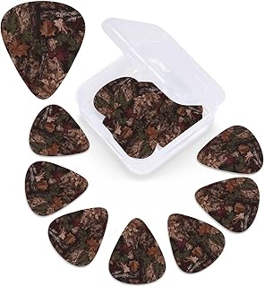 Outfitter Tuff Camo Print Guitar Picks 12 Pack Guitar Plectrums with Storage Box Bass Picks For Acoustic Guitar Bass Electric Ukulele Includes 0.46mm, 0.71mm, 0.96mm