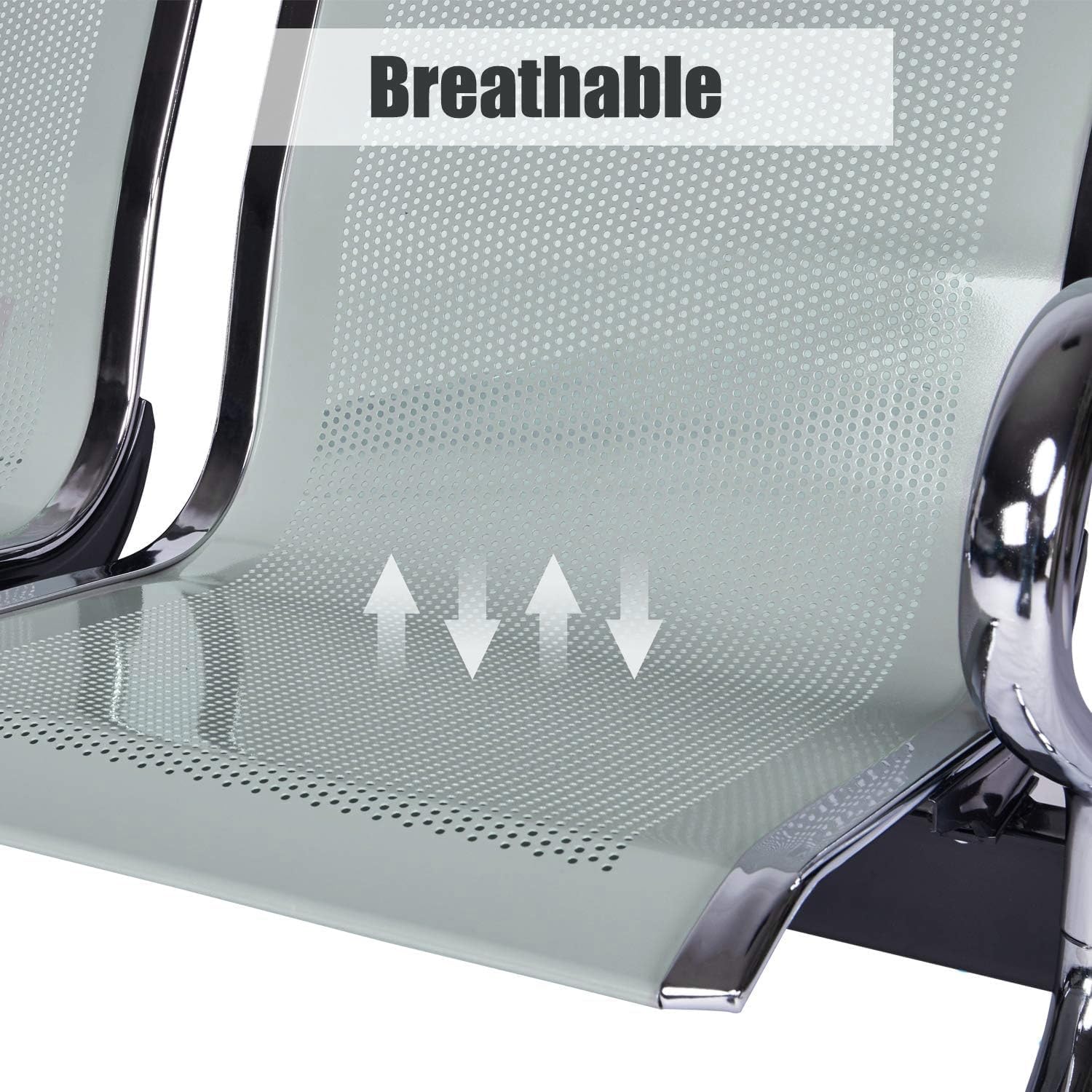 Kinsuite 3-Seat Waiting Room Chairs - Waiting Room Chairs with Arms Airport Reception Chairs Reception Bench, Lobby Bench Seating for Office, Business, Bank, Hospital, Silver