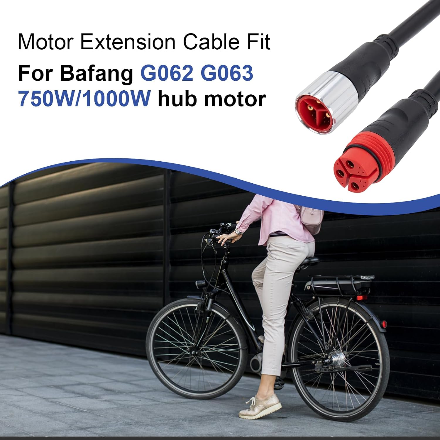 11Pin 1121AG 1121AM E-Bike Motor Extension Cable, 3 Square Thread, 70cm/27.5'' Cable Length, 8mm Wire Diameter, Waterproof Aluminum Alloy Connector, Outdoor Weather Resistant
