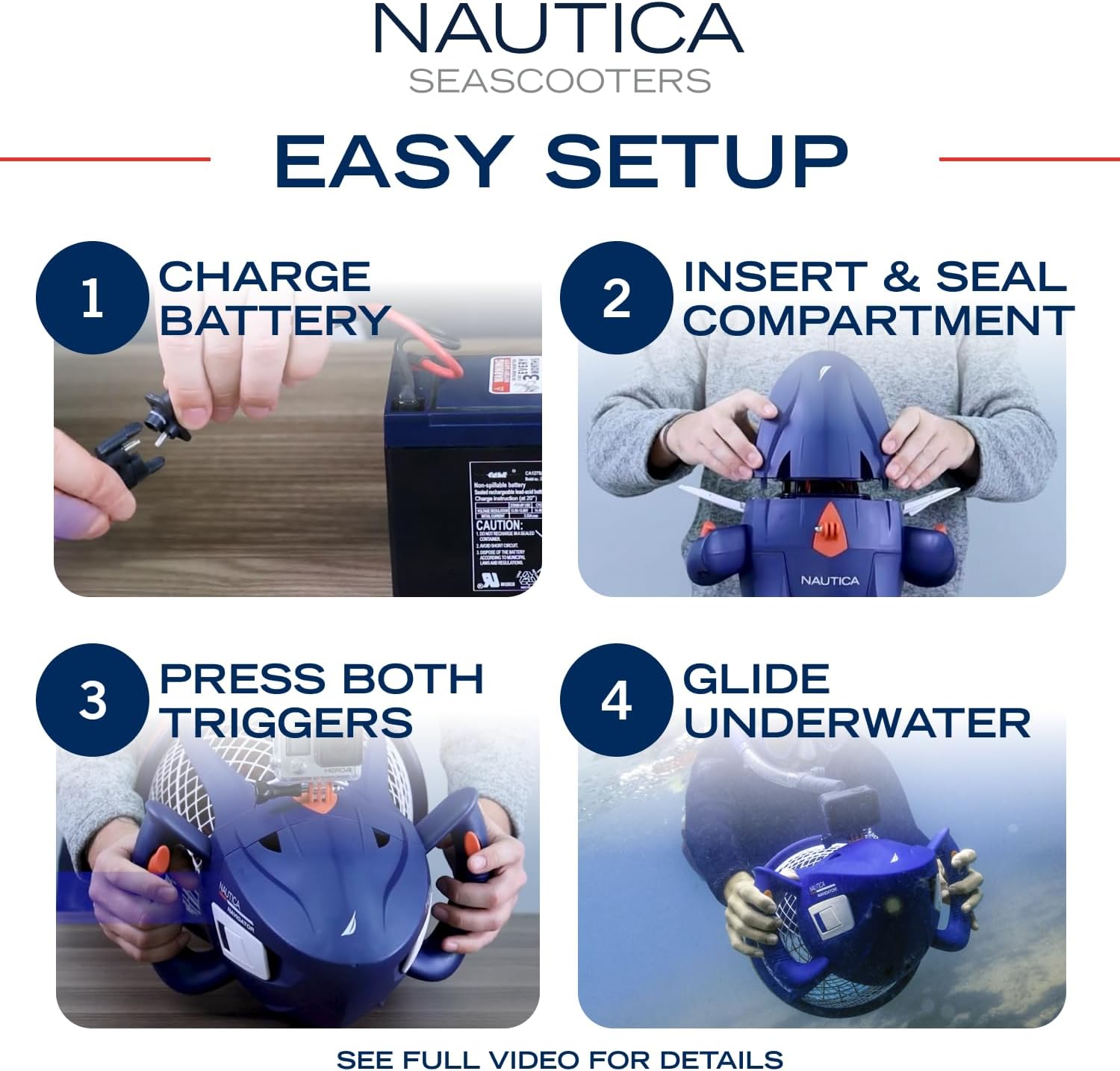 Nautica Navigator and Skipper Underwater Seascooters, Designed for Younger Recreational Divers and Snorkelers