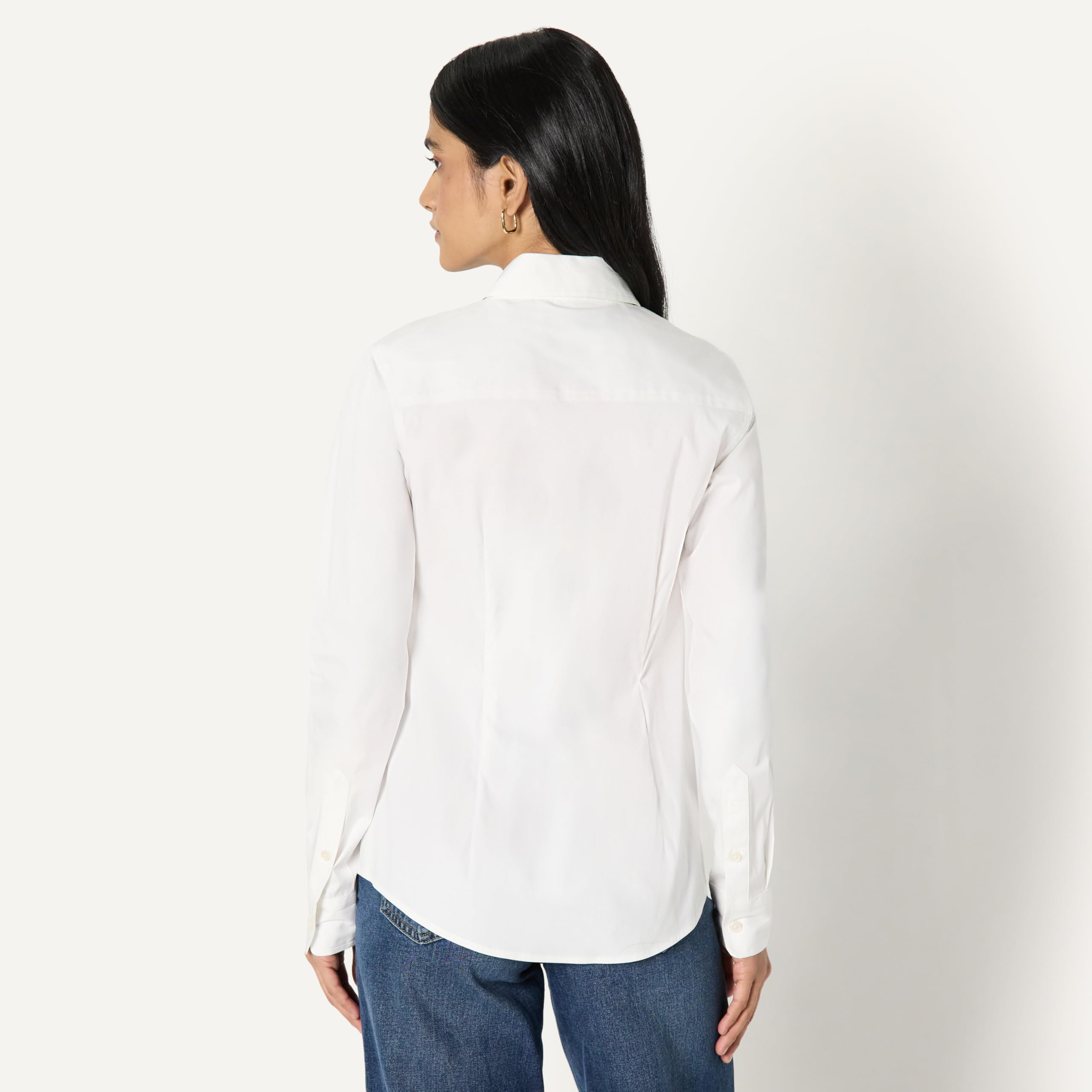 Amazon Essentials Mujer Camisa de Vestir con Botones de Popelina Elástica