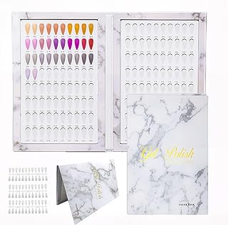 160 Nail Color Display Book with 240 Nail Tips and 1-200 Number Labels, Gel Polish Colors Card Board Professional Color Swatches Book Nail Storage Book