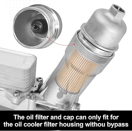 Miniatura 6 de Tapa de aluminio mejorada para filtro de aceite de motor con filtro de aceite compatible con Jeep Wrangler Chrysler 200 300 Dodge Charger Challenger