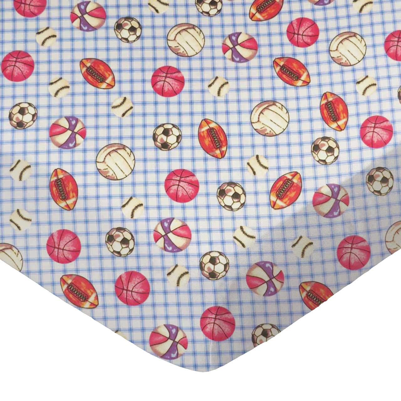 SheetWorld Fitted 100% Cotton Flannel Stroller Bassinet Sheet 13 x 29, Sports Blue Grid, Made in USA
