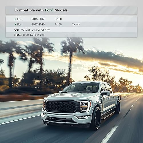 Miniatura 2 de YHTAUTO Soportes de parachoques delantero izquierdo y derecho compatibles con Ford F-150 2015-2017, F-150 Raptor 2017-2020, acero, placa de montaje