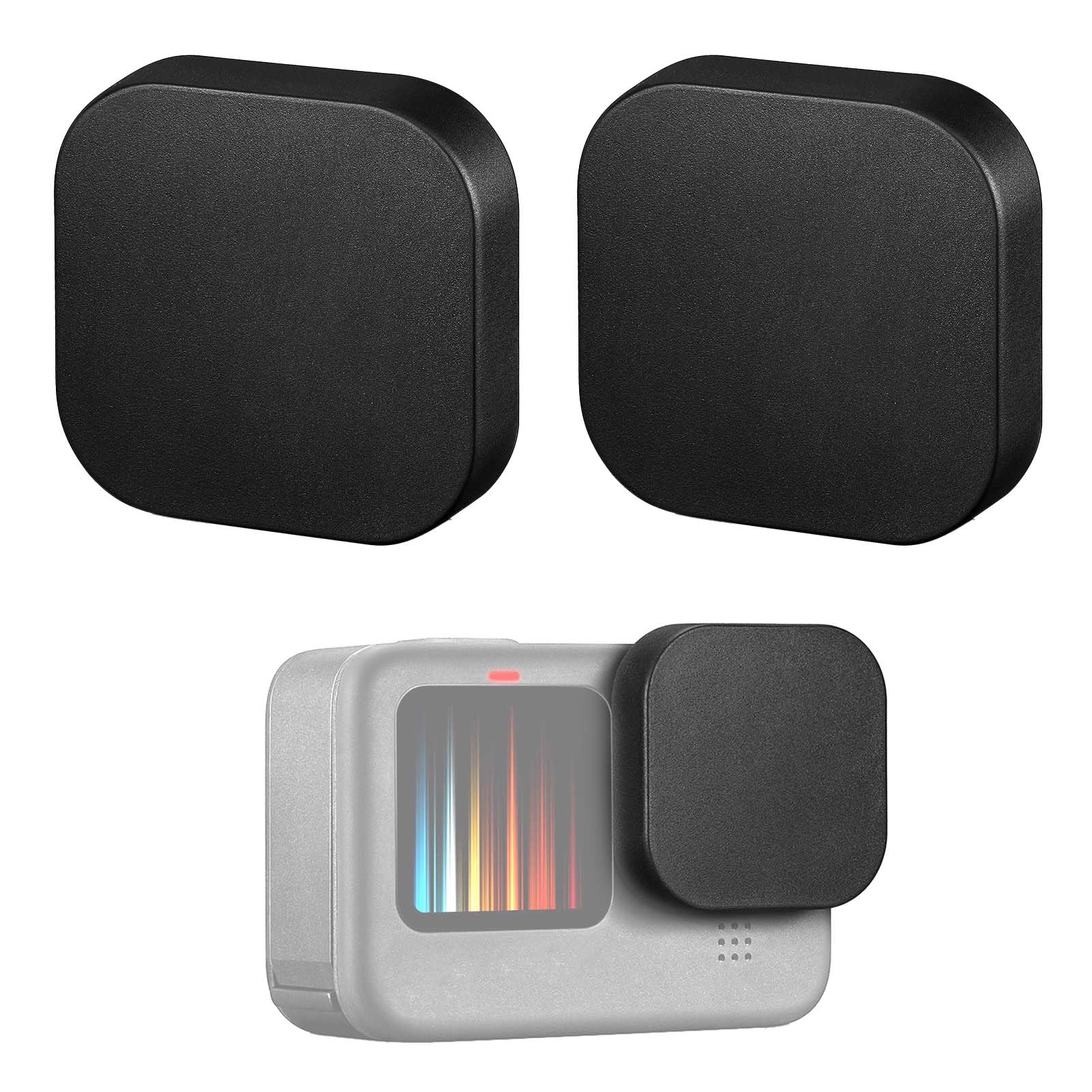 2 Packs Silicone Lens Protective Cover Soft Lens Cover Accessories, Compatible with Gopro12/11/10/9, Washable Anti Loss with Lanyard Hole (Black)