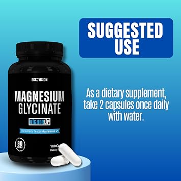 Ekkovision Magnesium Glycinate by Ekko x HigherUp, Highly Bioavailable Magnesium Supplement for Men & Women with Glycine for Relaxation, Sleep and Overall Wellness, Gentle on Stomach, 90 Capsules