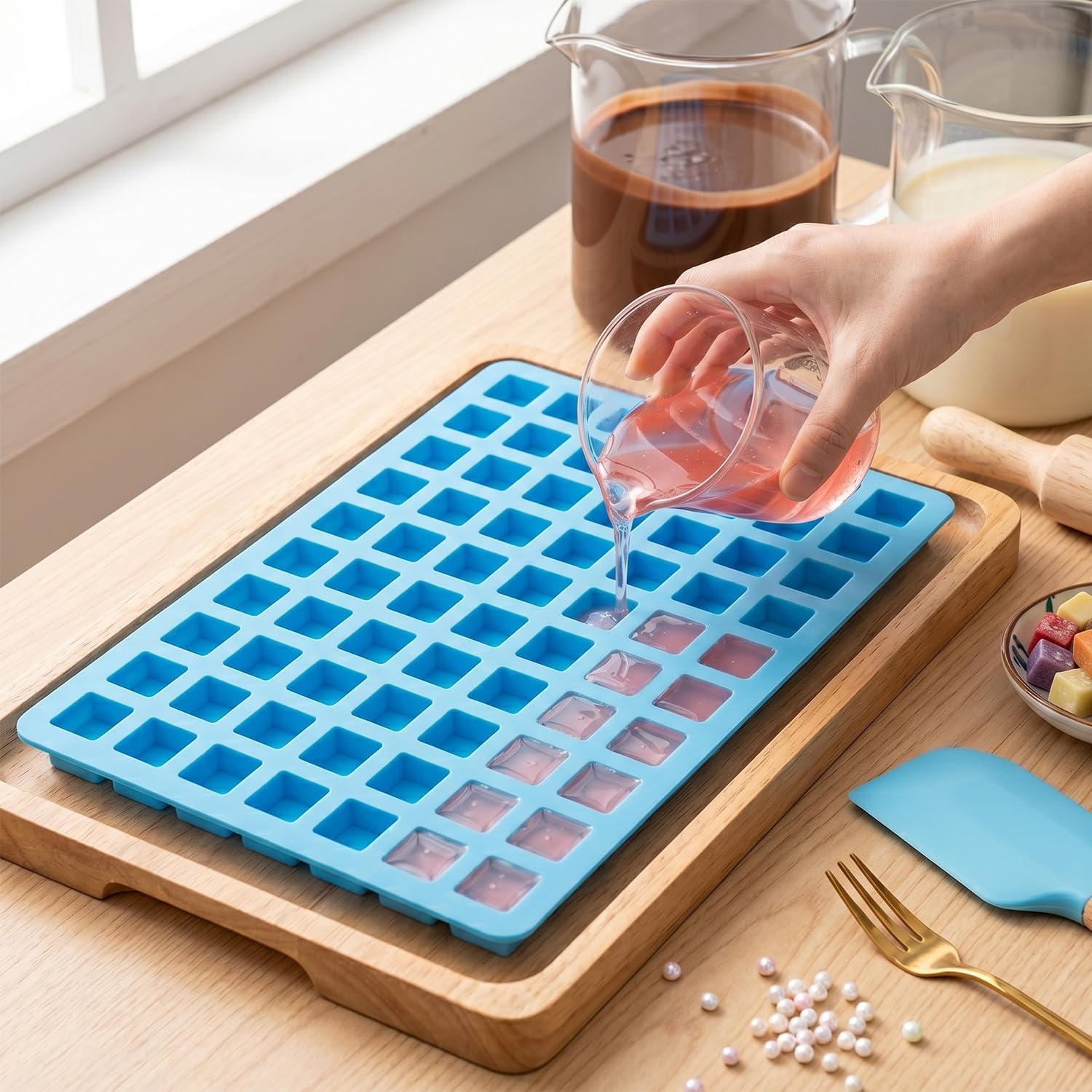 126 Cavity Square Silicone Candy Molds Mini Square Mold For Caramels Gummy Hard Candy Chocolate Set Of 2