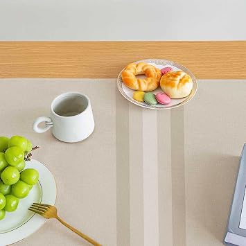 Square Beige Stain Resistant Tablecloth 100 x 100 cm Waterproof Linen Effect Modern Stain Resistant Outdoor Table Cover for Dining Room, Restaurants, Garden Salon, Kitchen