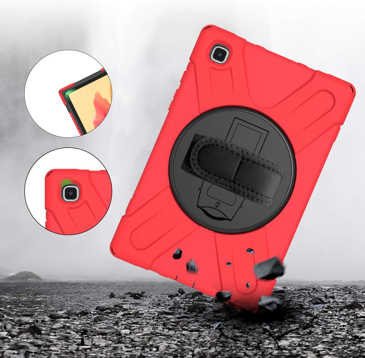 🔥 Cashback up to 70% Samsung Galaxy Tab A7 Case for Kids Built in Screen Protector | TSQ Galaxy Tab A7 Case 10.4 2020 Impact Resistant Protective Cover w/ Swivel Stand Hand Shoulder Strap for Samsung Tab A7 SM-T500, Red