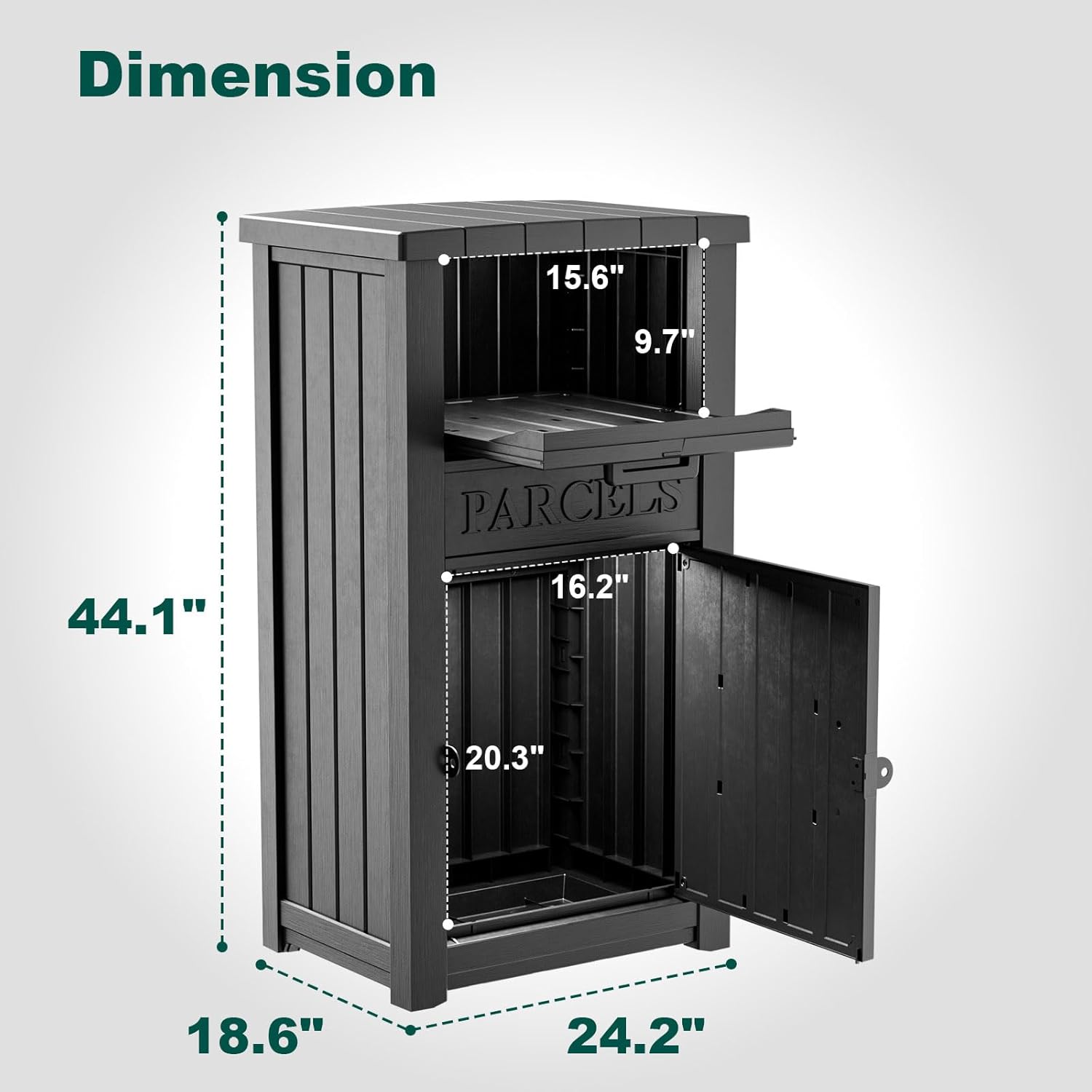 Package Delivery Box for Outside, Large Parcel Drop Box with Lockable Secure, Waterproof and Anti-Theft Storage for Porch, Curbside, House (Black) - Image 2