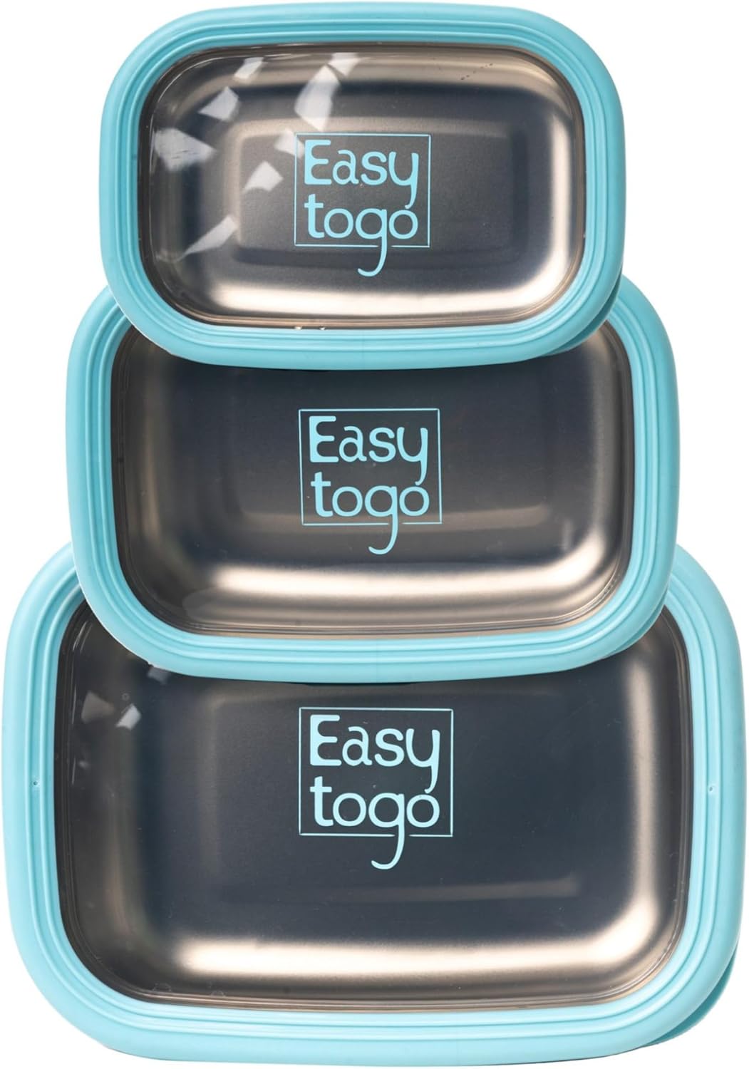 3 Pack Stainless Steel Food Containers with Silicon Lid & Non-Slip Exterior, LeakProof, Airtight Rectangular Portion Control Storage Lunch Box, Togo Lunch Containers for Adults - Blue - Image 9