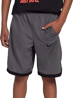 Boys Dri Fit Elite Basketball Shorts Big Kids Grade School (Dark Heather Grey/Black, X-Large)