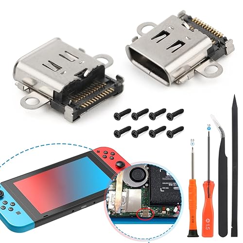 2 Pack for Nintendo Switch Charging Port Replacement For Nintendo Switch Dock Connector NS Switch USB Type C Charge Power Socket Jack Port Console