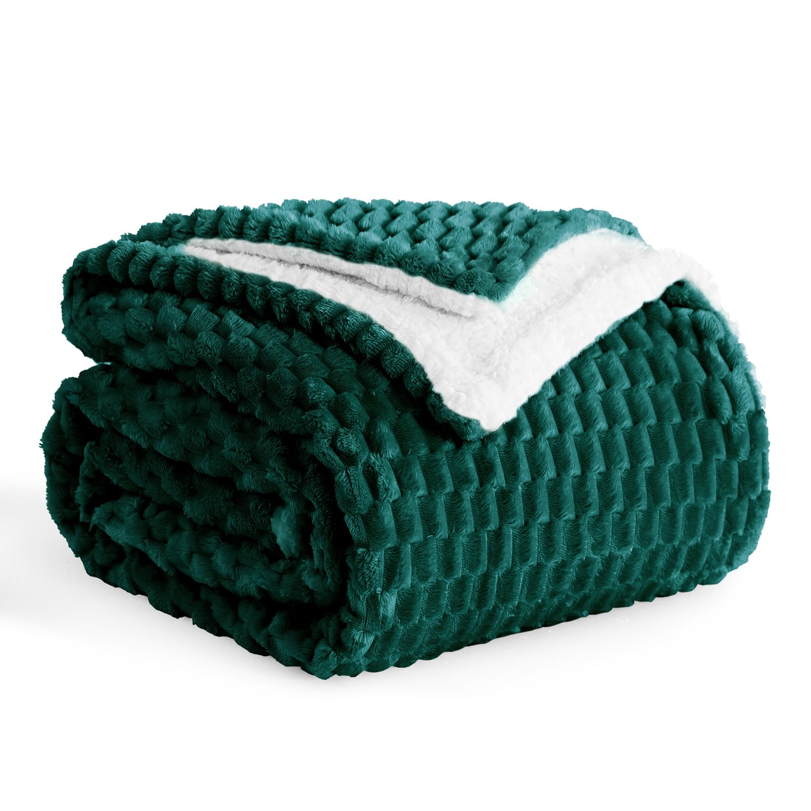 Aisbo Sherpa Kuscheldecke Flauschig 150x200 cm Dunkelgrün, Winter Warme Dicke Decke als Sofadecke Couchdecke Winterdecke, Wohndecke Wohn XL Wohn- & Kuscheldecken