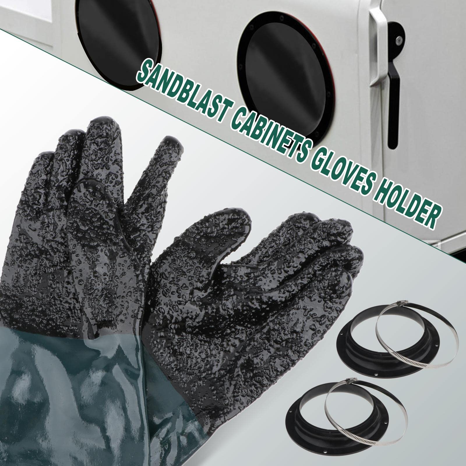 Paire de gants robustes 210 mm avec pince pour armoire à sablage