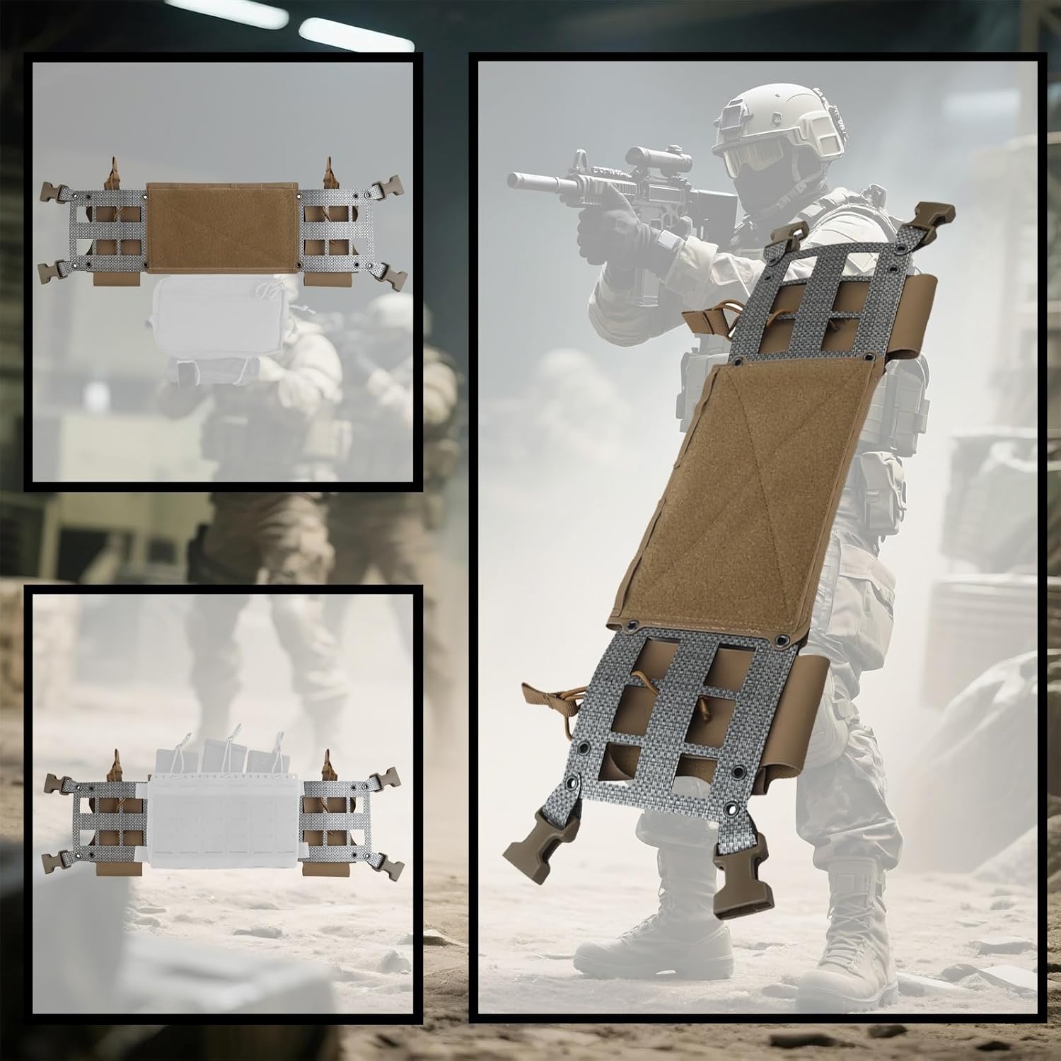 Tactical Chest Rig Rapid Expansion MOLLE Loading Mounting Plate, Radio MAG Pouch Expander Wing, Quick Release Cummerbund Magnetic