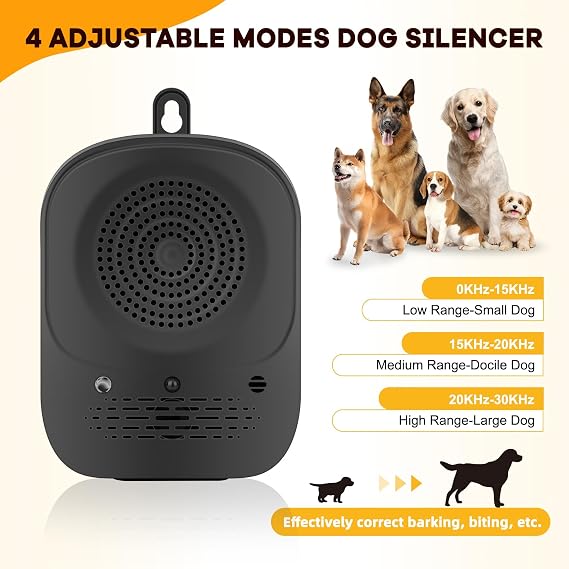 Rechargeable Anti Barking Device for Dog Ultrasonic Dog Bark Control Device Waterproof 60ft Remote Range Adjustable Frequency 4 Modes Device Effective Anti-Barking Solution for Indoor & Outdoor Use