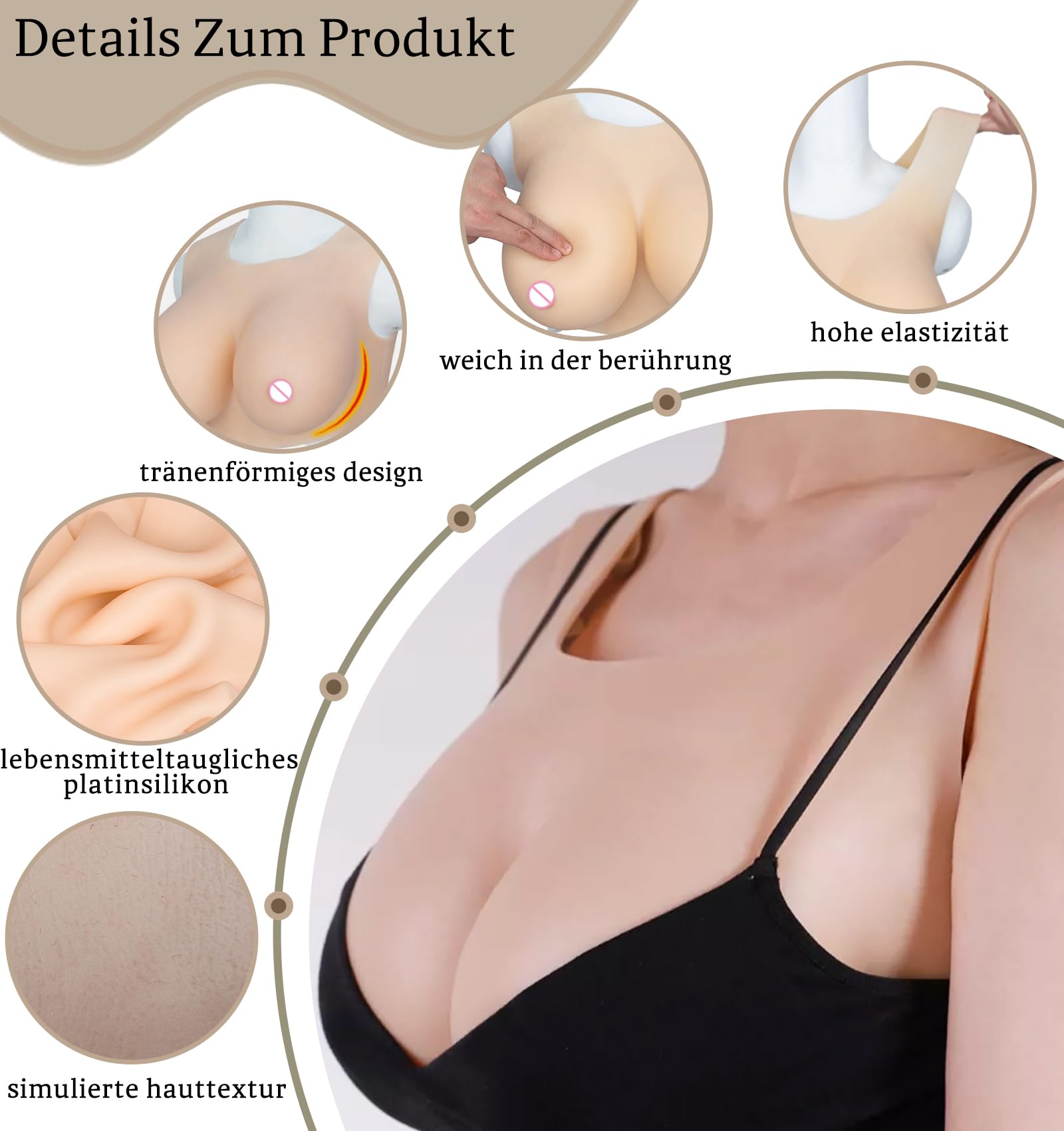 SVBEEFAR Silicone Breastplate C-G Cup High Elasticity Round Collar Fake Breasts For Drag Queen Crossdresser Mastectomy - Image 3