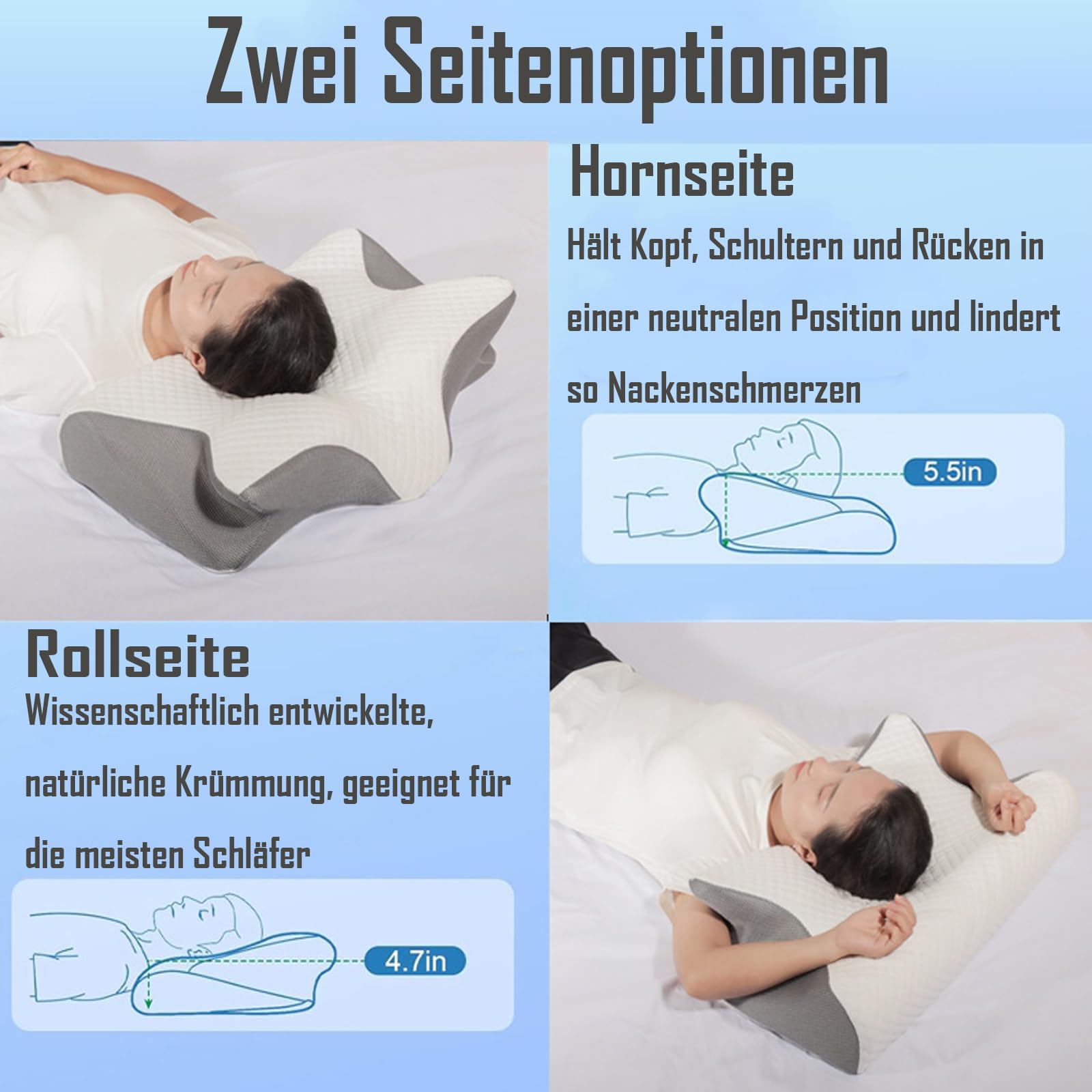 Die Erleichterung, Auf Die Sie Gewartet Haben, Kissen, Ergonomisches OrthopäDisches Kissen mit Konturierter UnterstüTzung füR Seiten, RüCken, und BauchschläFer (Weiß)