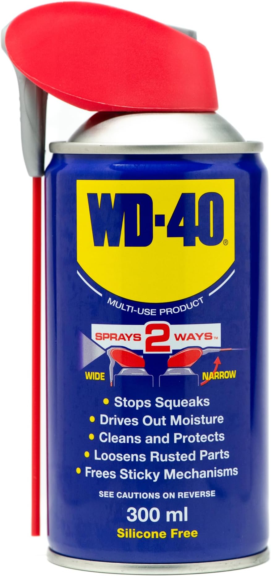 Multi Use Lubricant Spray 300ml, Wide and Narrow Smart Straw, Multipurpose WD40 Spray Lubricant for Maintenance, Water Displacement, and Rust Protection on Gears, Threads, and Hinges