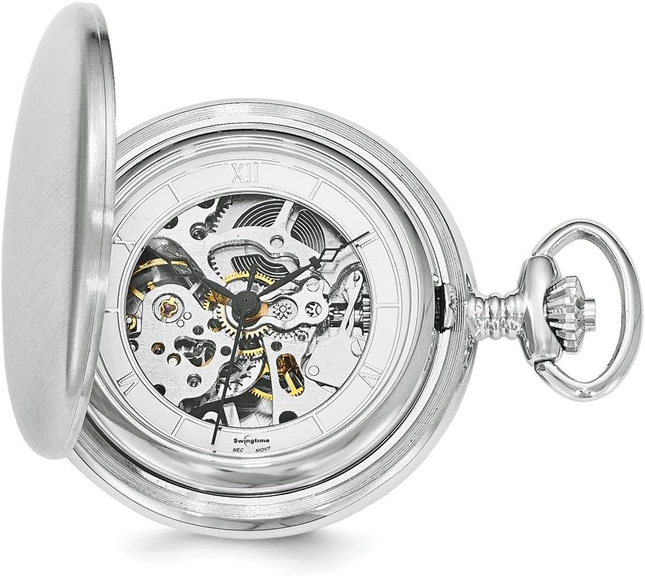 Sonia Jewels Swingtime Chrome-Finish Brass Mechanical 42mm Pocket Watch 14"
