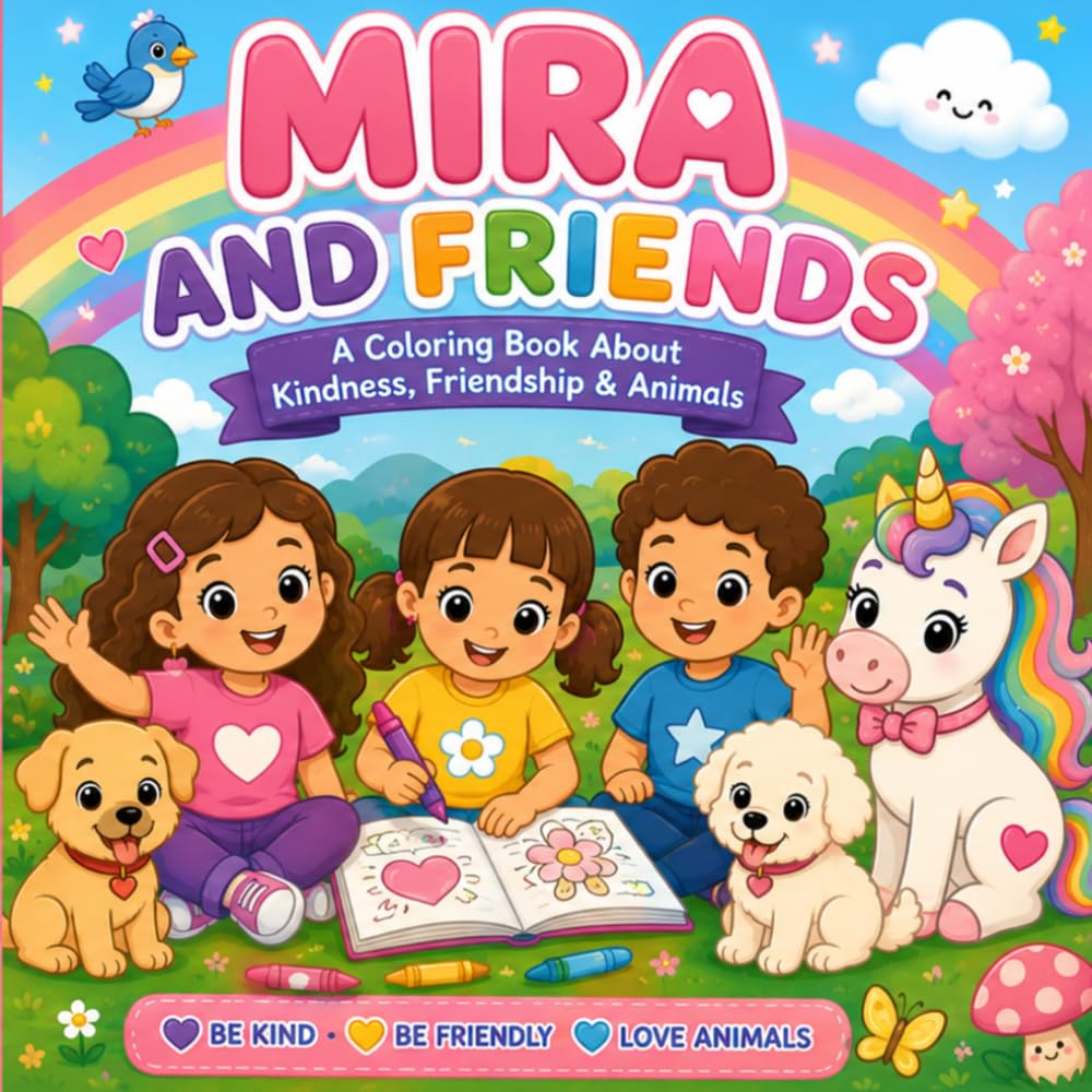 Mira And Friends: A coloring book about kindness, friendship & animals