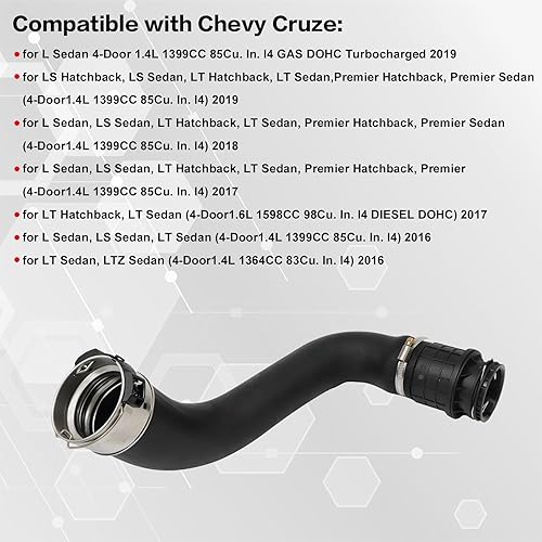 Miniatura 3 de GXARTS 667-308 13374646 Turbocompresor Intercooler Manguera de entrada de aire compatible con Chevrolet Cruze 1.4L L4 2016 2017 2018 2019