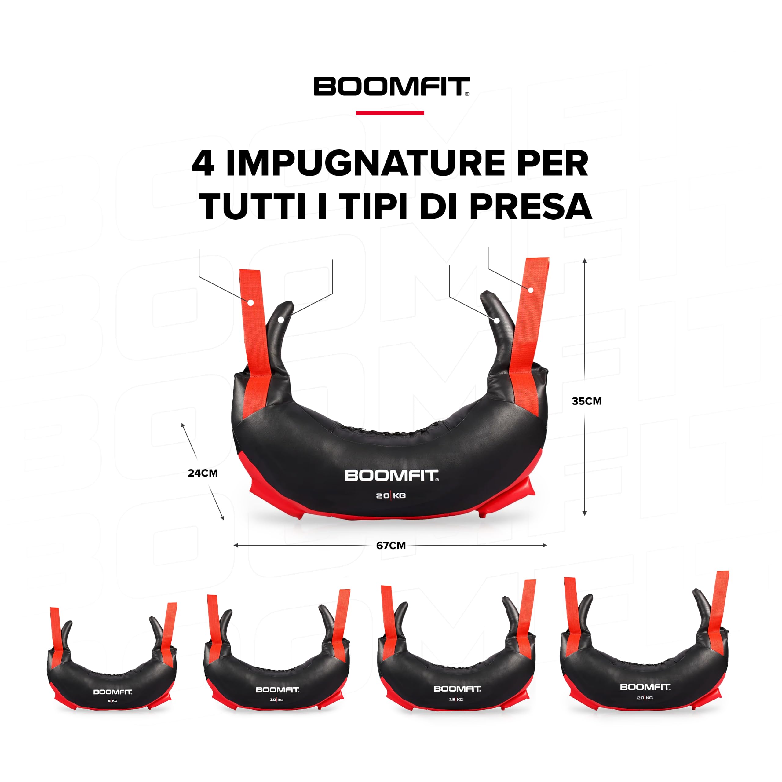 BOOMFIT Sacco Bulgaro Bulgarian Bag Forma a Ferro di Cavallo 4 Prese