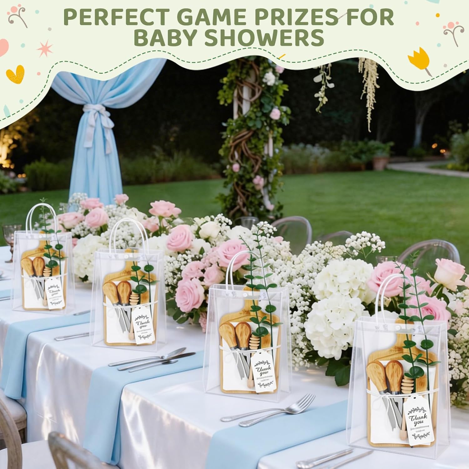 4 Sets Baby Shower Game Prizes for Winner Bamboo Mini Cheese Cutting Charcuterie Board Gift Set Bridal Shower Gifts for Guests Classy Favors (4 Sets)