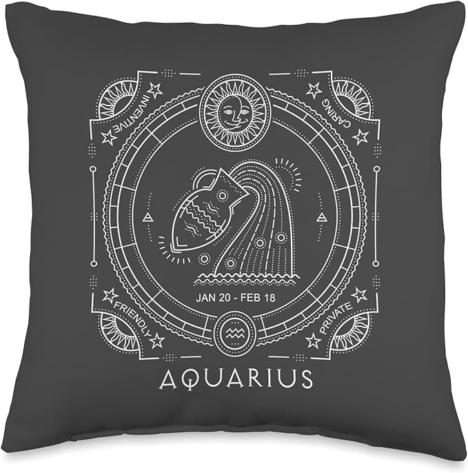 Aquarius Astrological Zodiac Water Sign Graphic Throw Pillow