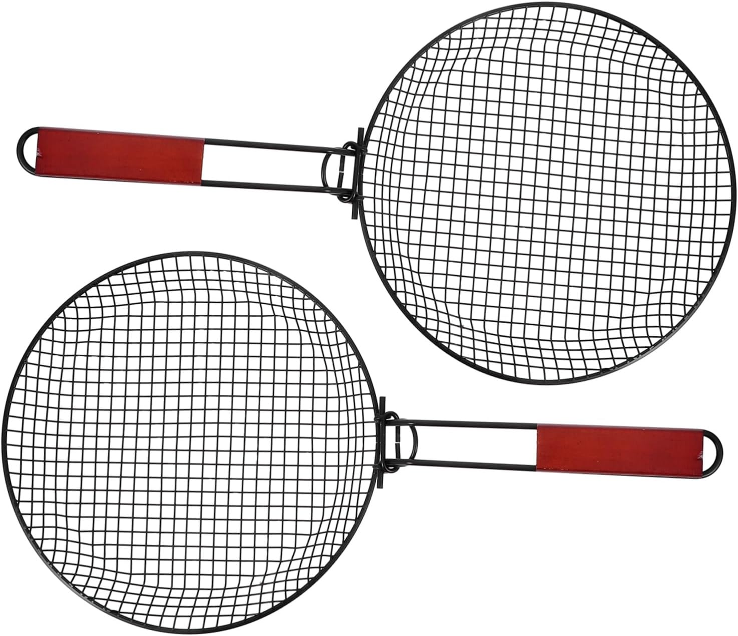 Cabilock 2pcs Stainless Steel Grill Basket with Handle Foldable Round Bbq Tray for Fish Vegetables for Outdoor Cooking Frying and Grilling for Camping and Bbq Events