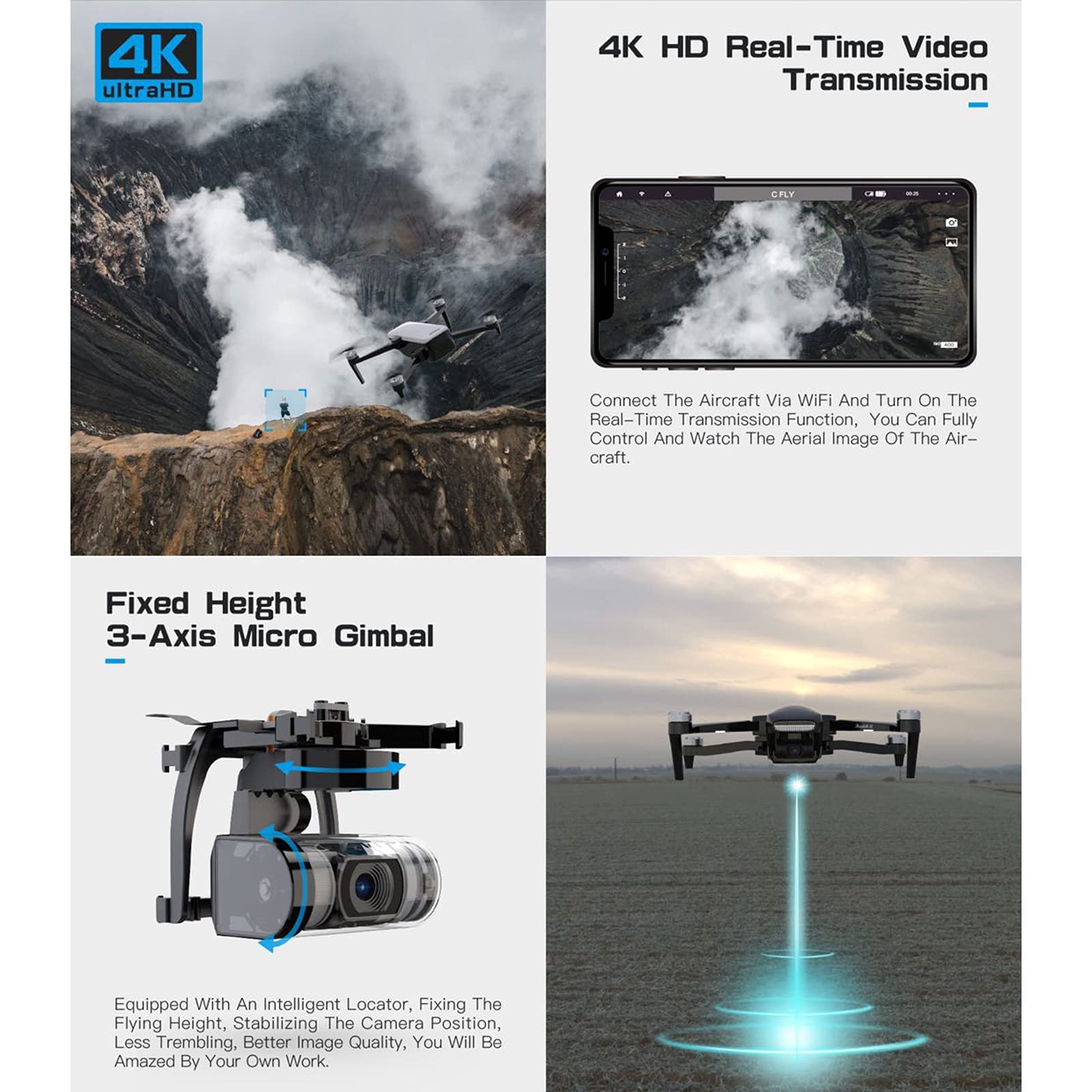 Drone GPS Professionale per Adulti 5 km 5G FPV Mini droni con Fotocamera cardanica a 3 Assi 4K e 35 Minuti di Tempo di Volo Brushless RC Quadcopter