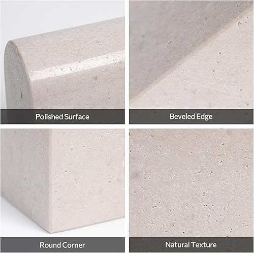 Miniatura 3 de Sujetalibros de mármol para estantes, extremos de libros de mármol resistentes de 13 libras para libros pesados, sujetalibros de piedra decorativos,