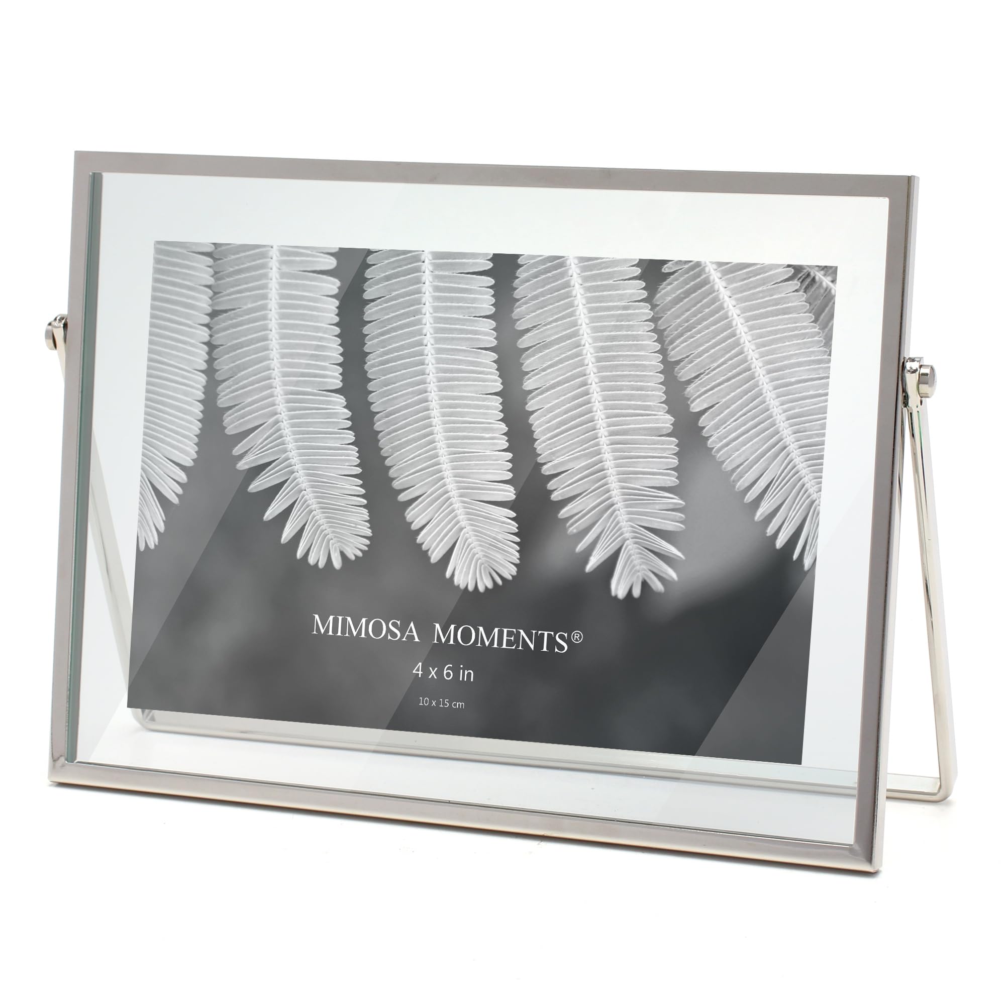 MIMOSA MOMENTS Silver Metal Floating 4x6 Tabelop Picture Frames, Photo Frame Display Horizontal Photo, Best Gifts For Family