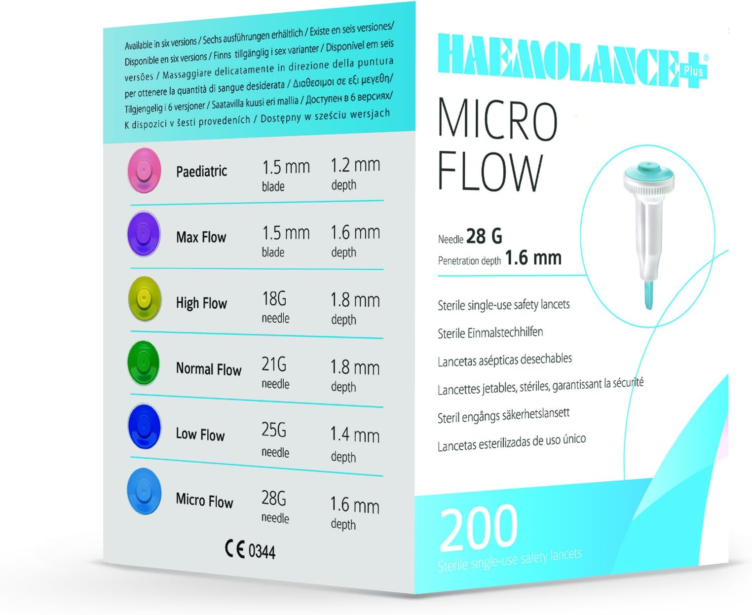 Haemolance Plus Safety Lancets Micro Flow 28G/1.6mm Box of 200