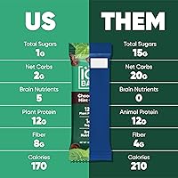 Vista 6 de IQBAR - Barras de proteínas vegetales para el cerebro y el cuerpo - Chocolate Chip de Menta - Paquete de 12 - Keto, veganas, bajas en carbohidratos