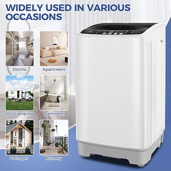 Nictemaw Portable Washing Machine with Drain Pump, 17.8Lbs for Apartment | Portable Washer, 2.4 Cu.Ft, Full-Automatic, 10 Programs 8 Water Levels, 24H Delay, Energy Saving, Quiet for Sink, Dorms, Rv