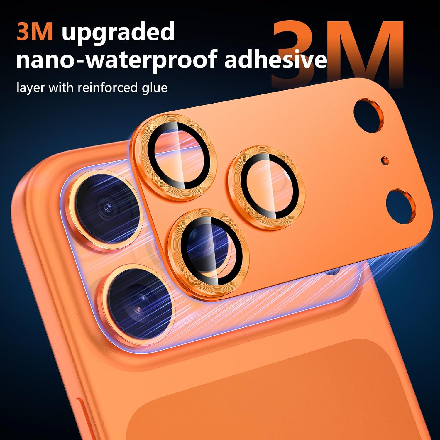 for iPhone 17 Pro Camera Lens Protector, [Military Grade Shatterproof] [Strong Adsorption] [Case Friendly] Full Coverage Metal Aluminum Alloy 9H Tempered Glass Camera Screen Cover, Orange
